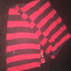 Long red and black stripped scarf